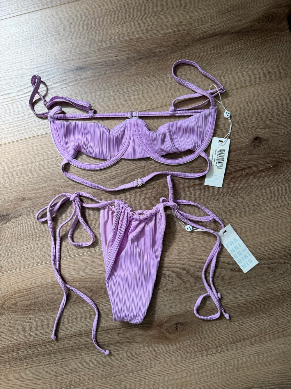 Frankie's Bikinis Lavender Ribbed Underwire Tie-Side Bikini